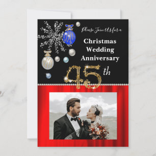 Invitation 45e anniversaire de mariage & Or Fêtes de fin d'