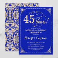 45e Anniversaire de Mariage Saphir Bleu Or Damassé