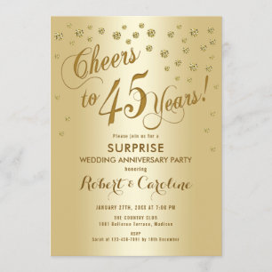 Invitation 45e anniversaire de Mariage surprise - Or