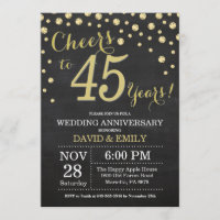 45e Anniversaire de Mariage Tableau Noir et Or