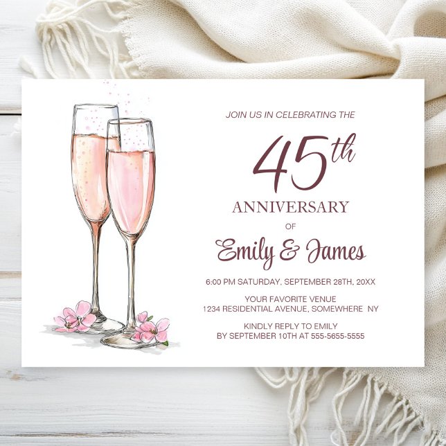 Invitation 45e anniversaire du Mariage Champagne (Créateur téléchargé)