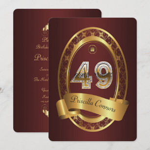 Invitation 49e, femme de fête d'anniversaire homme, couleur é