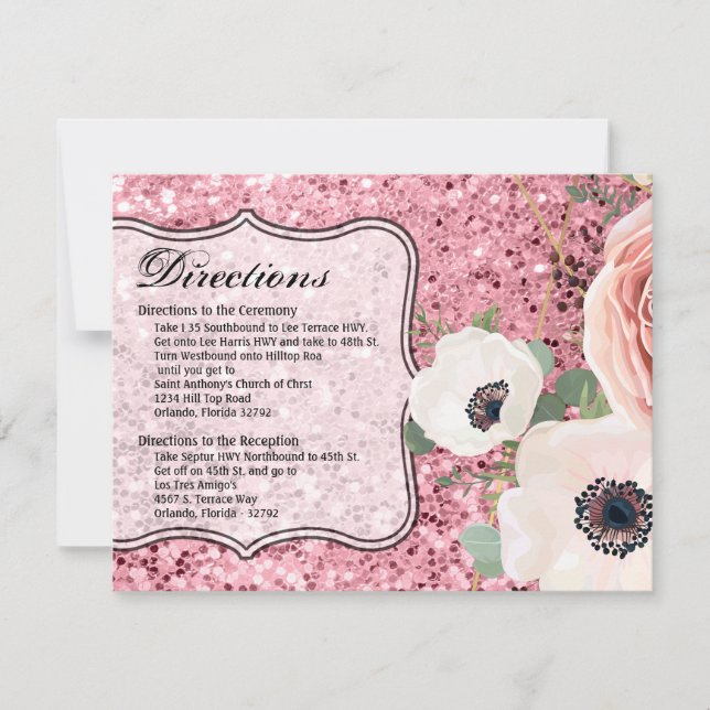 Invitation 4,25x5,5 Rose de jardin géométrique Glit (Devant)