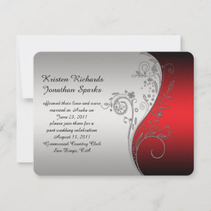 Invitation 4,25x5,5 Rouge Noir Argent Fleur Après-Mariage