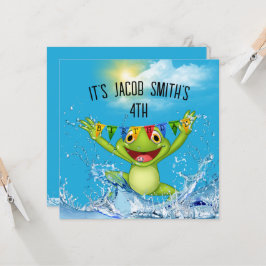 Invitation 4 Anniversaire Grenouille à sauter dans l'eau