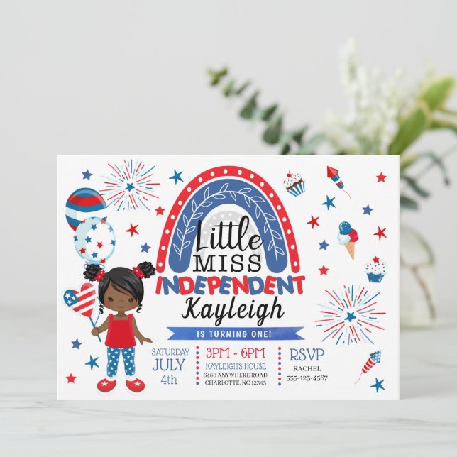 Invitation 4 juillet Anniversaire Indépendant de Little Miss (Debout devant)