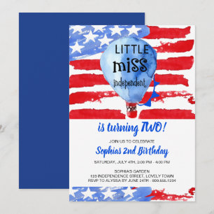 Invitation 4 juillet Anniversaire Indépendant de Little Miss