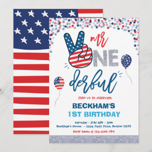 Invitation 4 juillet Anniversaire M. One-derful 1er Anniversa
