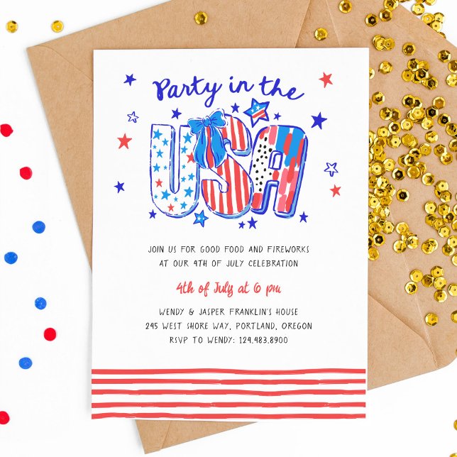 Invitation 4 juillet aux Etats-Unis (4th of July party in the USA invitation)