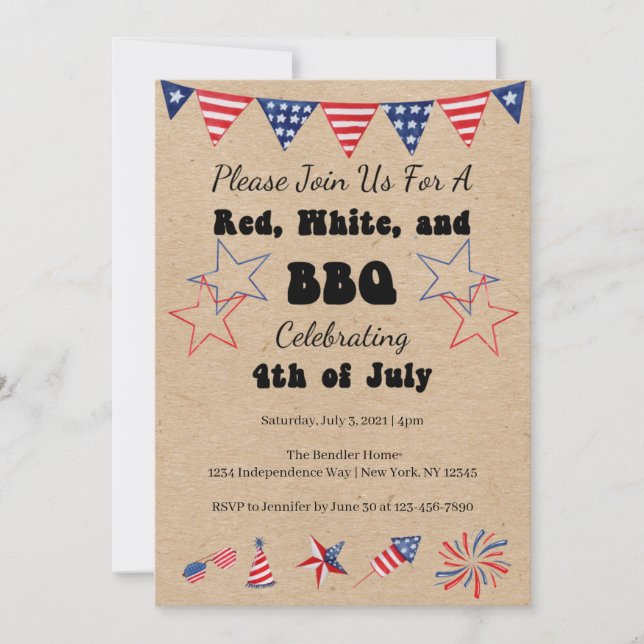 Invitation 4 juillet barbecue (Devant)
