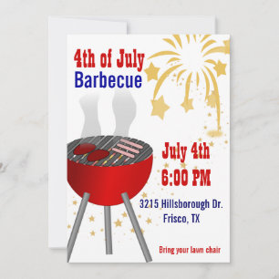 Invitation 4 juillet barbecue Grill