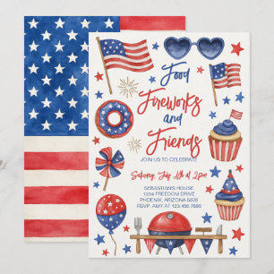 Invitation 4 juillet barbecue modifiable