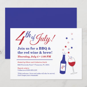 Invitation 4 juillet BBQ de vin et brasserie rouge
