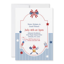4 juillet BBQ Rouge Blanc Bleu Rayures Patriotique