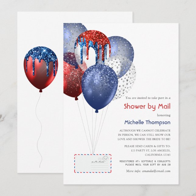 Invitation 4 juillet Bébé ou Fête des mariées par la poste (Devant / Derrière)