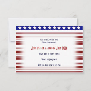 Invitation 4 juillet Blancs rouges et Bleus