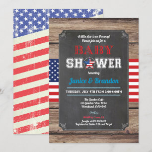 Invitation 4 juillet couples baby shower rétro chalkboard