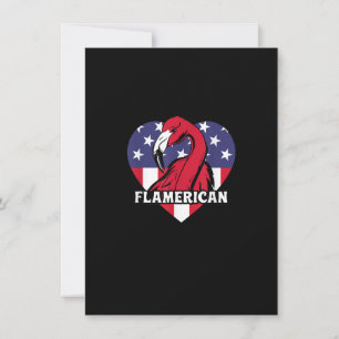 Invitation 4 juillet Drapeau US Funny Flamant rose patriotiqu