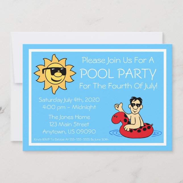 Invitation 4 juillet du Pool Party (Male Red Innertube) (Devant)
