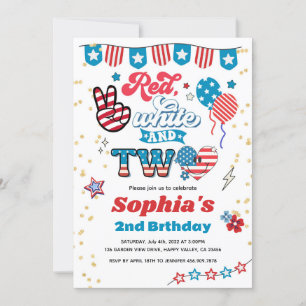 Invitation 4 juillet Enfant 2e anniversaire fête Sourire visa