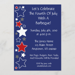 Invitation 4 juillet (Étoiles Bleues Et Bleues)