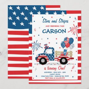 Invitation 4 juillet Étoiles Frappes Et Anniversaire Amusants