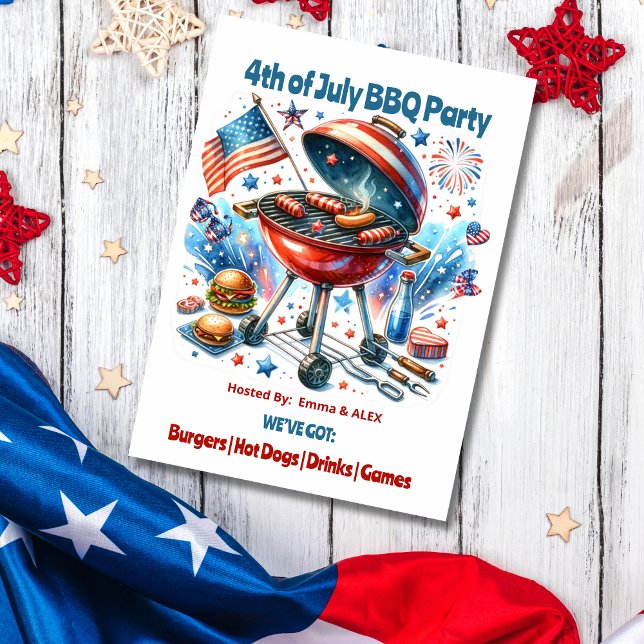 Invitation 4 juillet Famille Réunion Bakyard Bq Party (Créateur téléchargé)