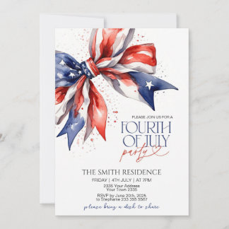 Invitation 4 juillet Fête Avec Red Whi