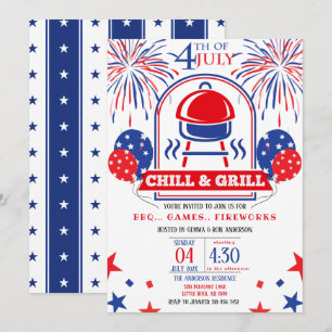 Invitation 4 juillet Fête barbecue de réfrigération et de gri