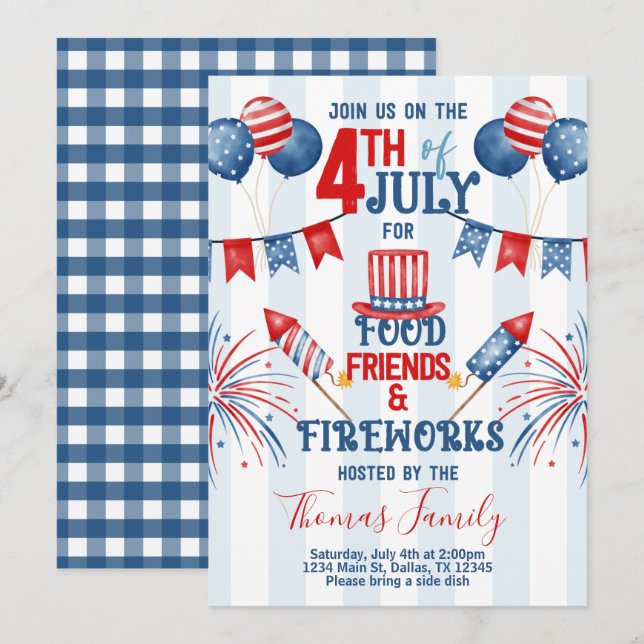 Invitation 4 juillet fête de l'Indépendance (Devant / Derrière)