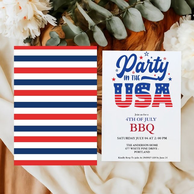 Invitation 4 juillet fête de l'Indépendance Barbecue (Créateur téléchargé)