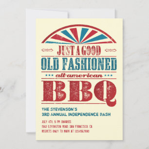 Invitation 4 juillet Fête de l'Indépendance BBQ Grunge Invita