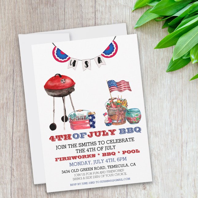 Invitation 4 juillet Fête de l'Indépendance du barbecue (Créateur téléchargé)