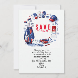Invitation 4 juillet Fête de l'Indépendance Golfeur fête