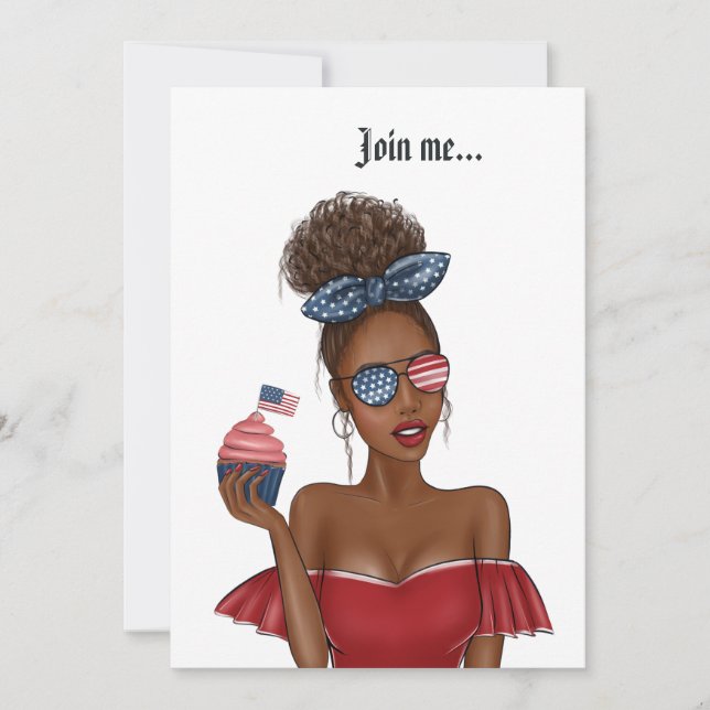 Invitation 4 juillet Fête de l'Indépendance USA Anniversaire (Devant)
