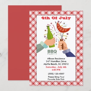 Invitation 4 juillet fête de pique-nique de la bière et Frank