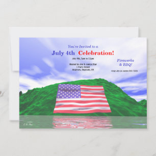 Invitation 4 juillet Fête du drapeau américain et des colline