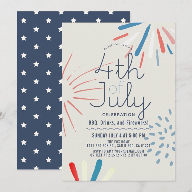 Invitation 4 juillet Feux d'artifice (Devant / Derrière)
