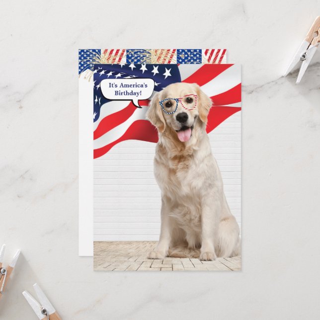 Invitation 4 juillet Golden Retriever (Devant/Arrière en situation)