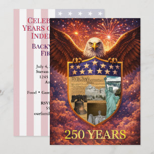 Invitation 4 juillet Grand Aigle Américain Bouclier 250e