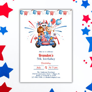 Invitation 4 juillet Jour de l'Indépendance Enfants 5e annive