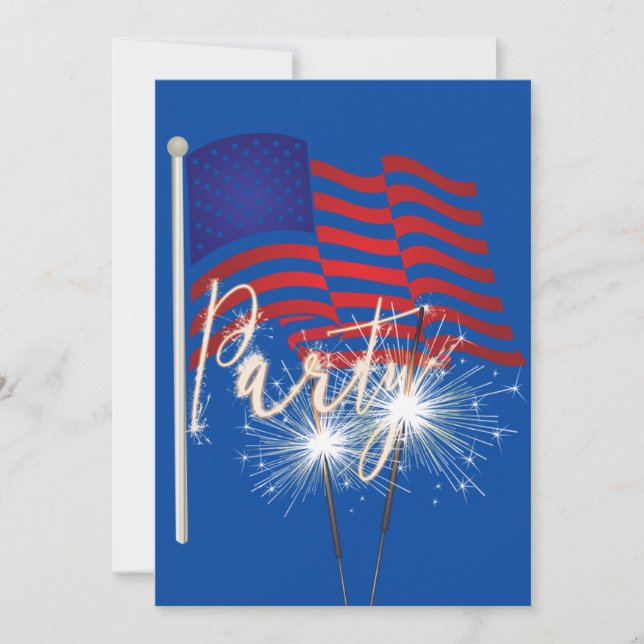 Invitation 4 juillet parklers de fête sur le drapeau (Devant)
