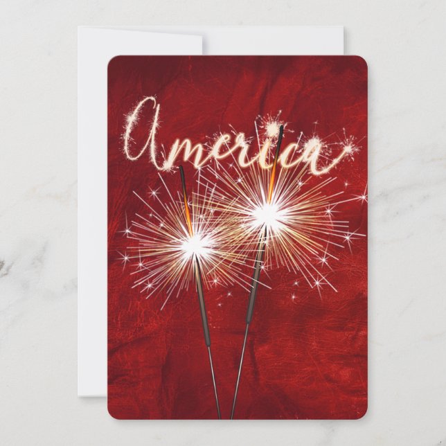 Invitation 4 juillet parti Sparkler en rouge (Devant)