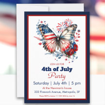 4 juillet Patriotic Butterfly & Fireworks Party