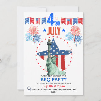 Invitation 4 juillet personnalisée| Patriotic BBQ 