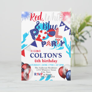 Invitation 4 Juillet Piscine Anniversaire fête Personnalisé