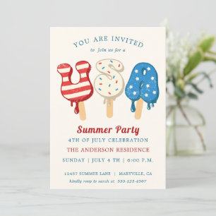Invitation 4 juillet Pool Et Glace Cream Party