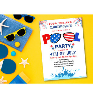 Invitation 4 juillet Pool Party