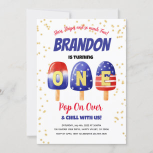 Invitation 4 juillet Popsicles Baby Boy 1er anniversaire