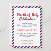 Invitation 4 juillet Red White and Blue Stripes